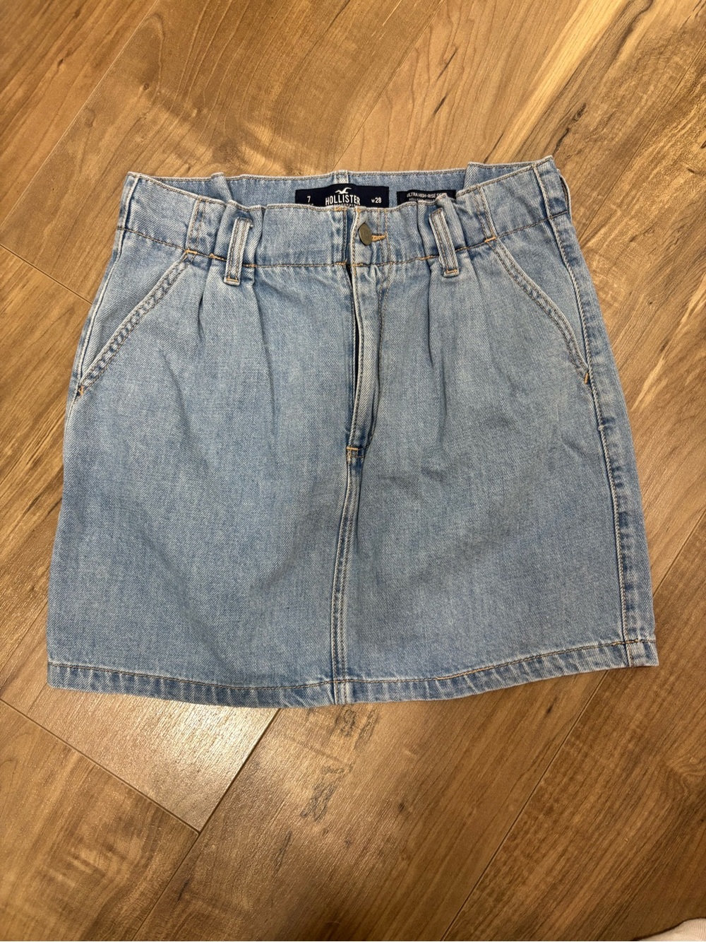 Hollister Light Blue Denim Mini Skirt - High Waist Casual